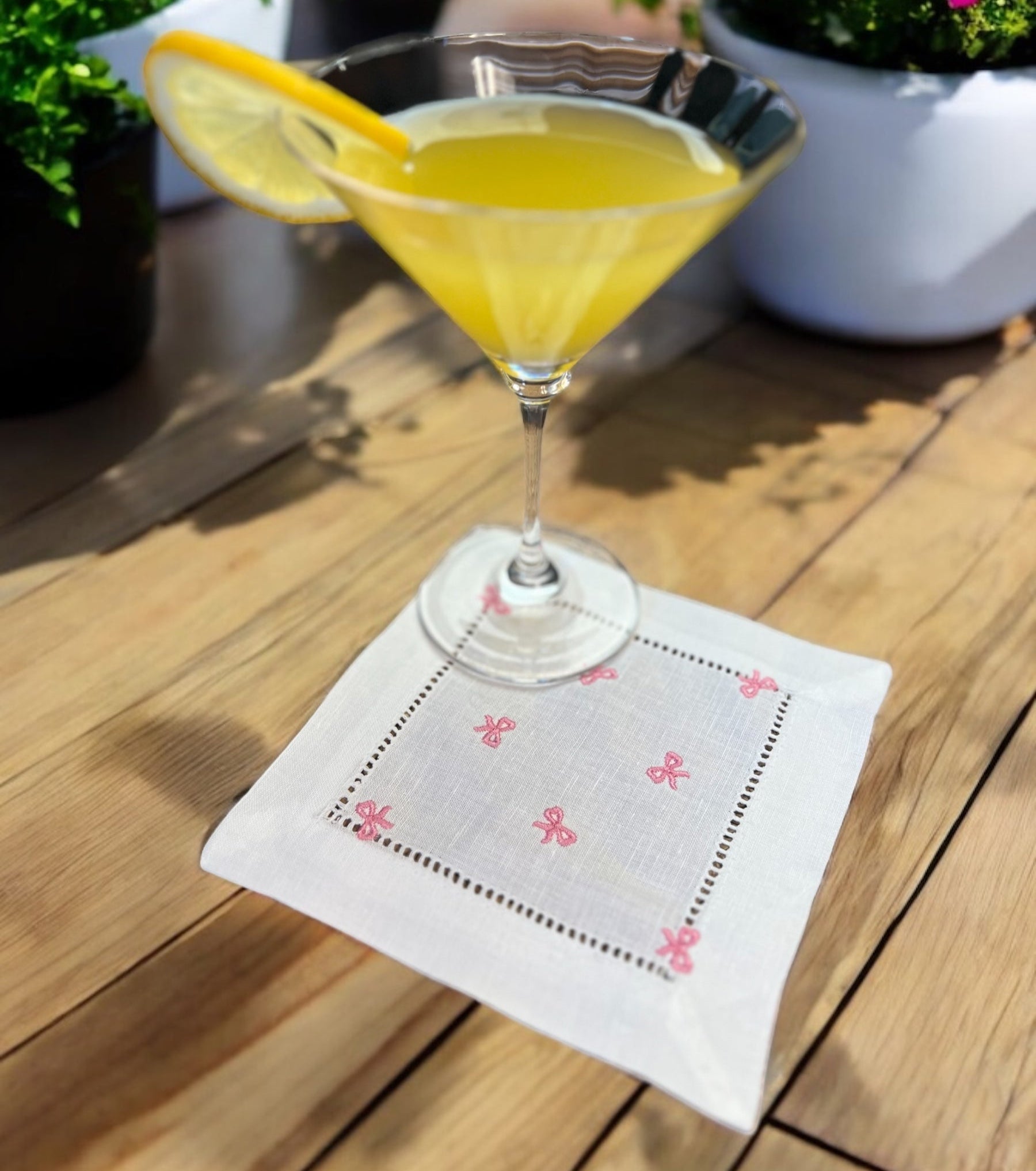 Embroidered Cocktail Napkins Bows