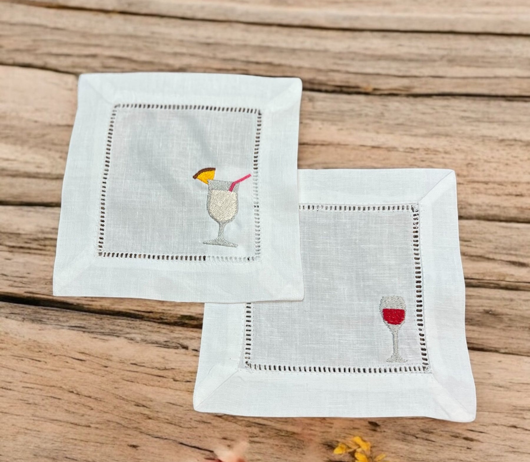 Embroidered Cocktail Napkins Pina Colada