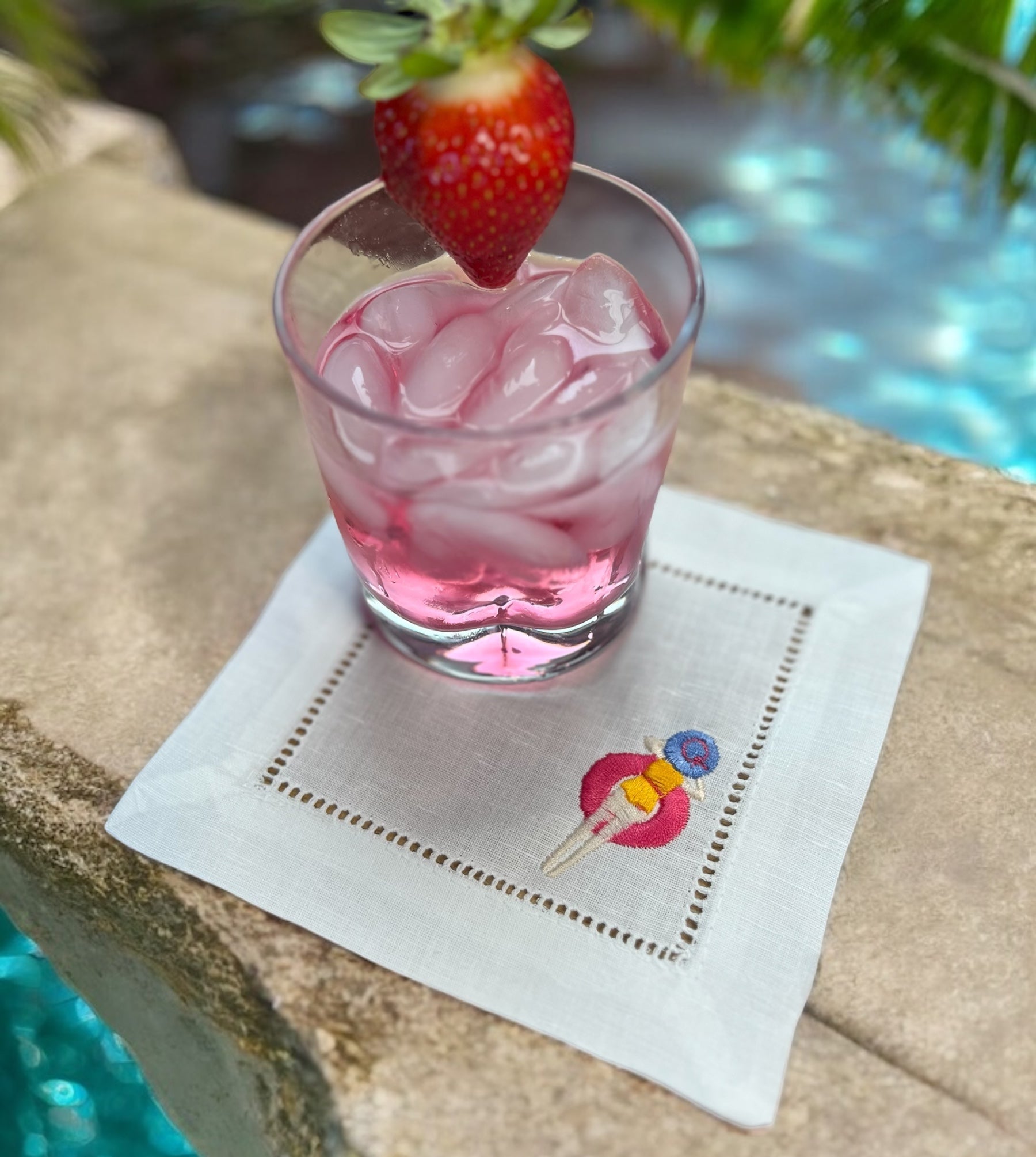 Embroidered Cocktail Napkins Pool Girl