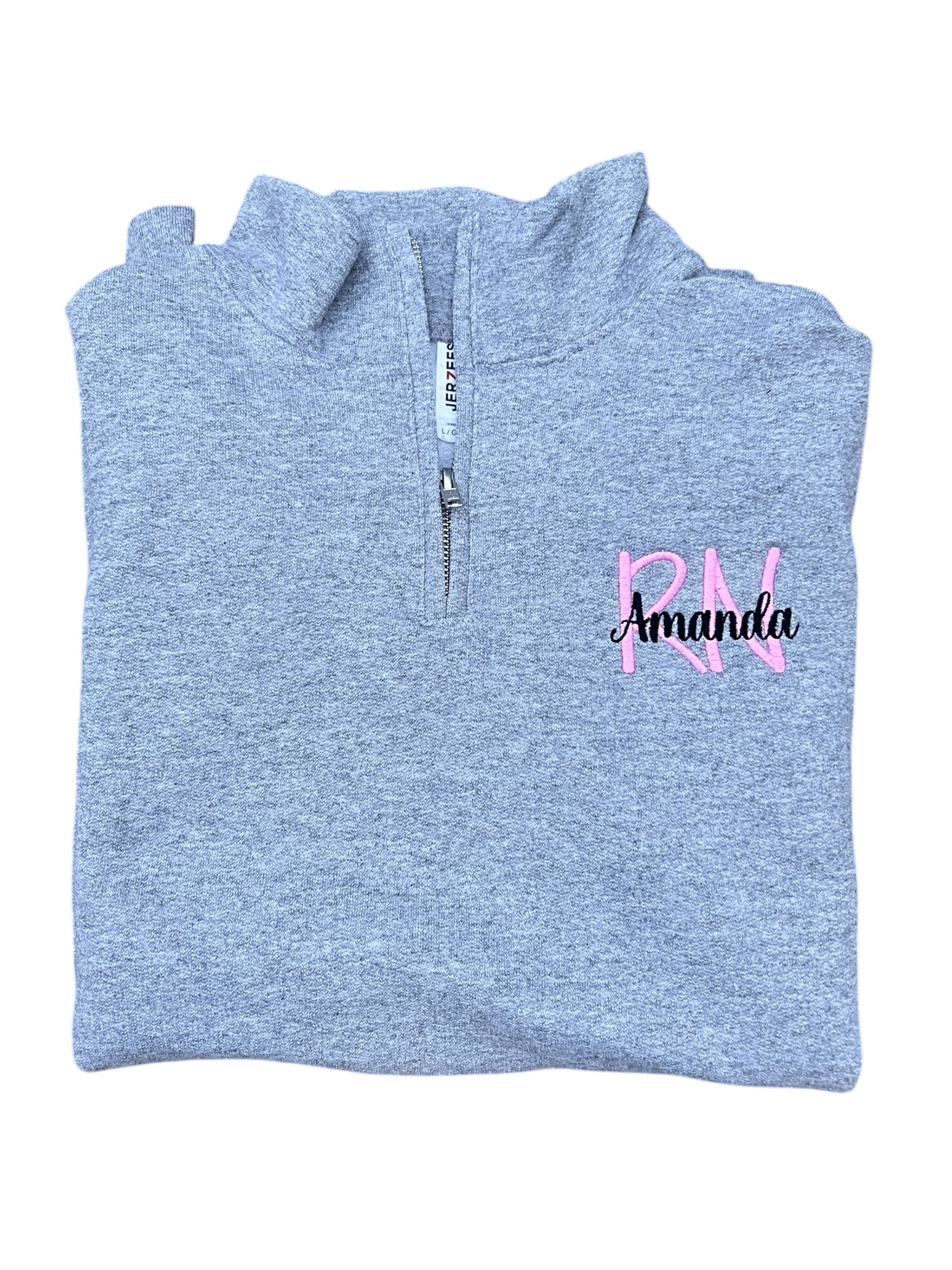 Nurse 1/4 Zip Sweatshirt with Stethoscope Embroidered- Custom Name and Credentials