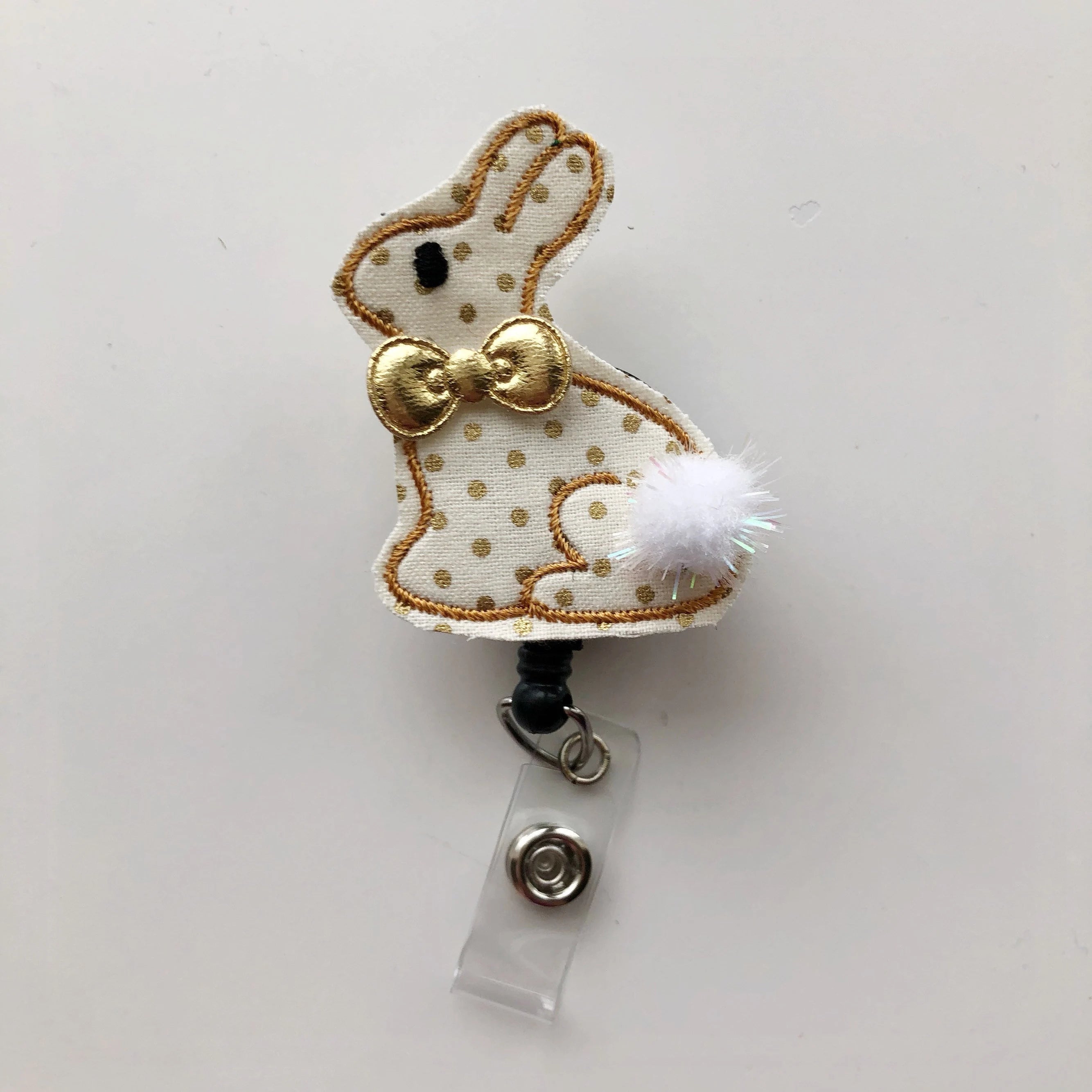 polka dot bunny badge reel