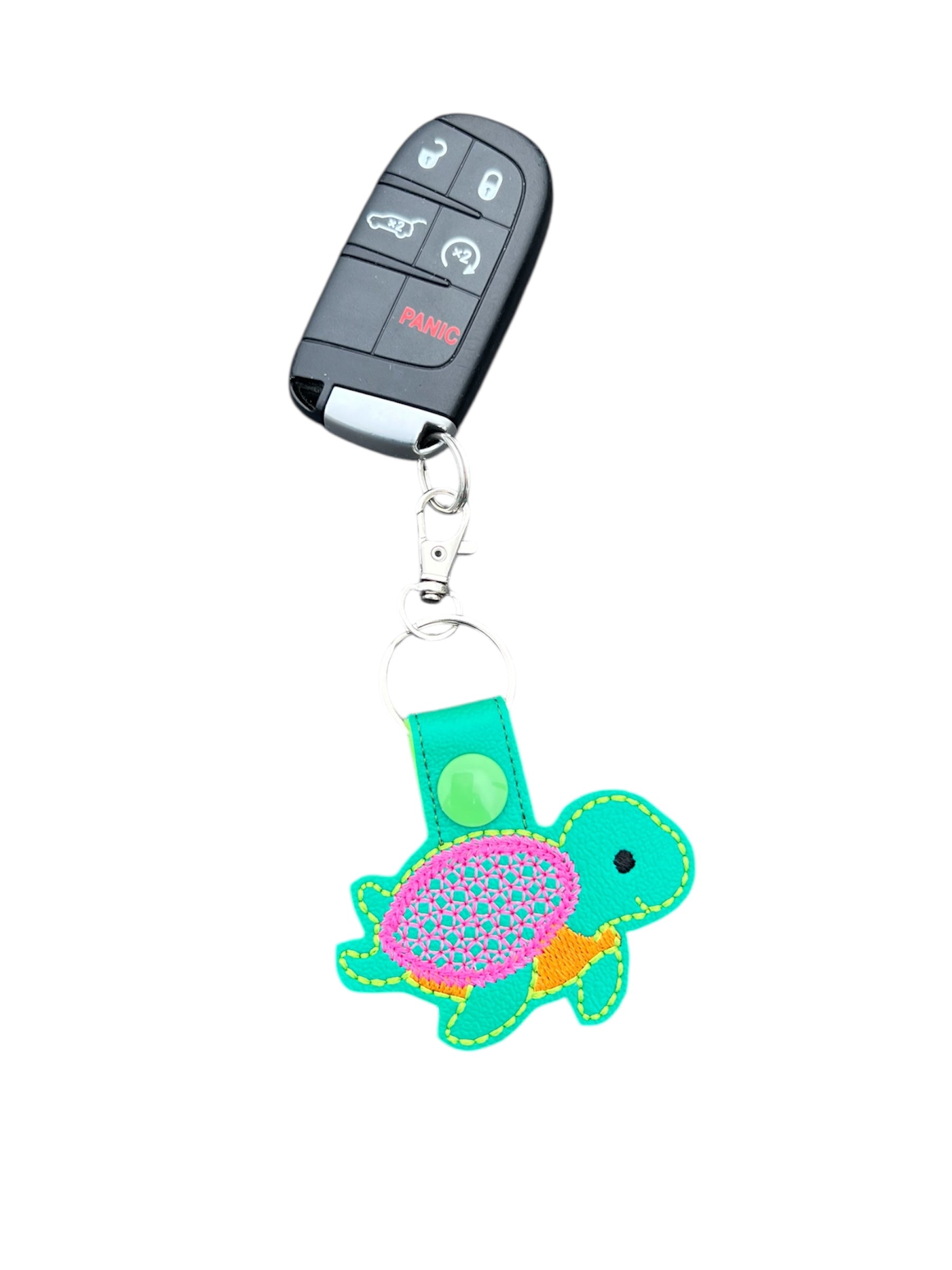 sea turtle embroidered keychain