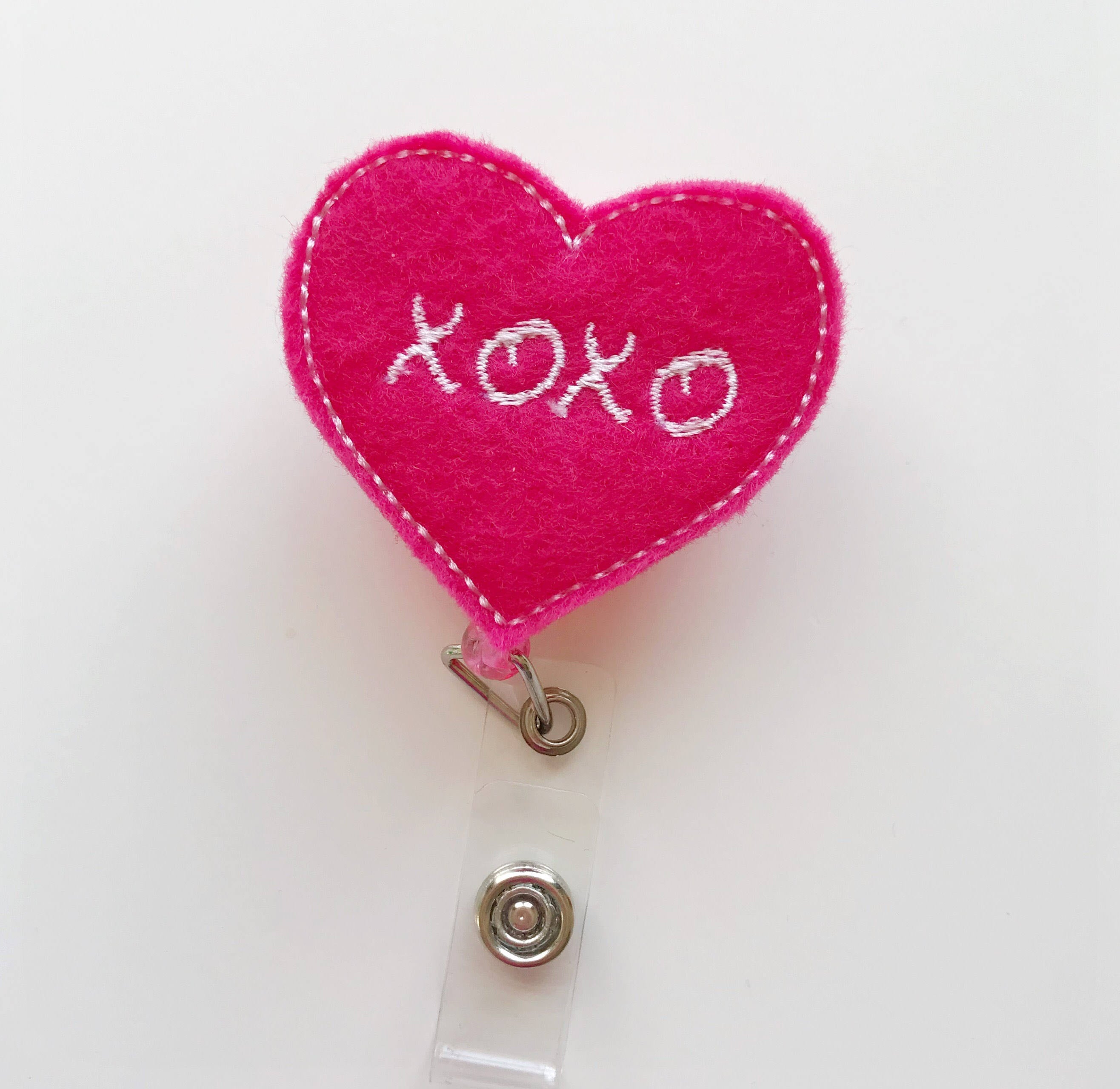 heart badge reel for valentine's day with xoxo