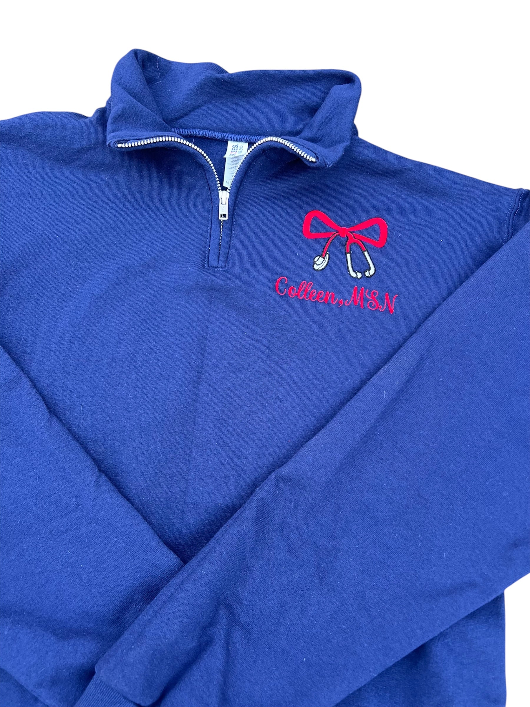 Custom Nurse Quarter Zip Up Sweatshirt with Stethoscope