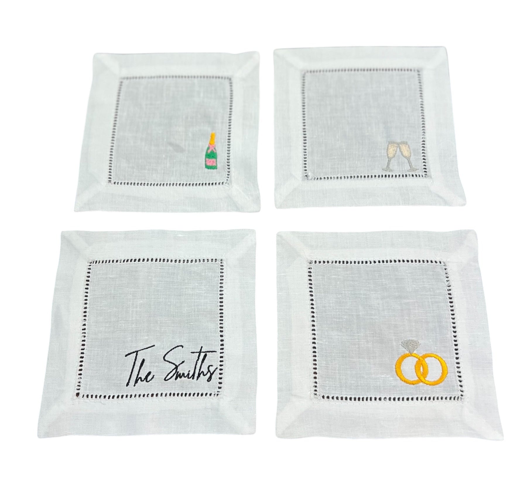 Embroidered Cocktail Napkins Wedding