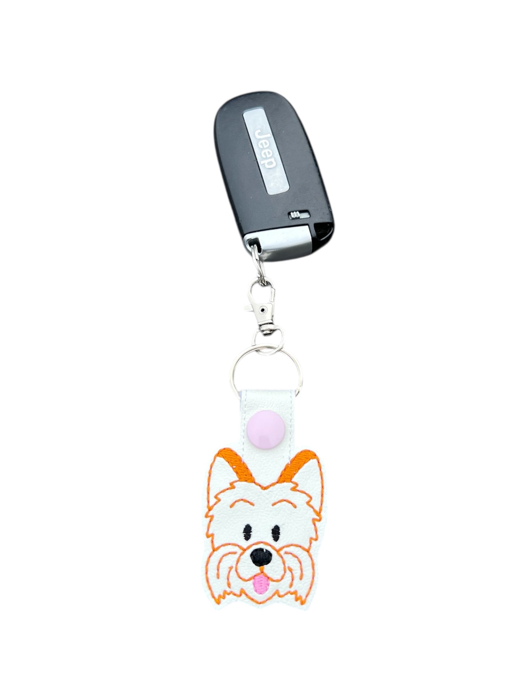 Embroidered Yorkie Keychain – Handcrafted Accessories 