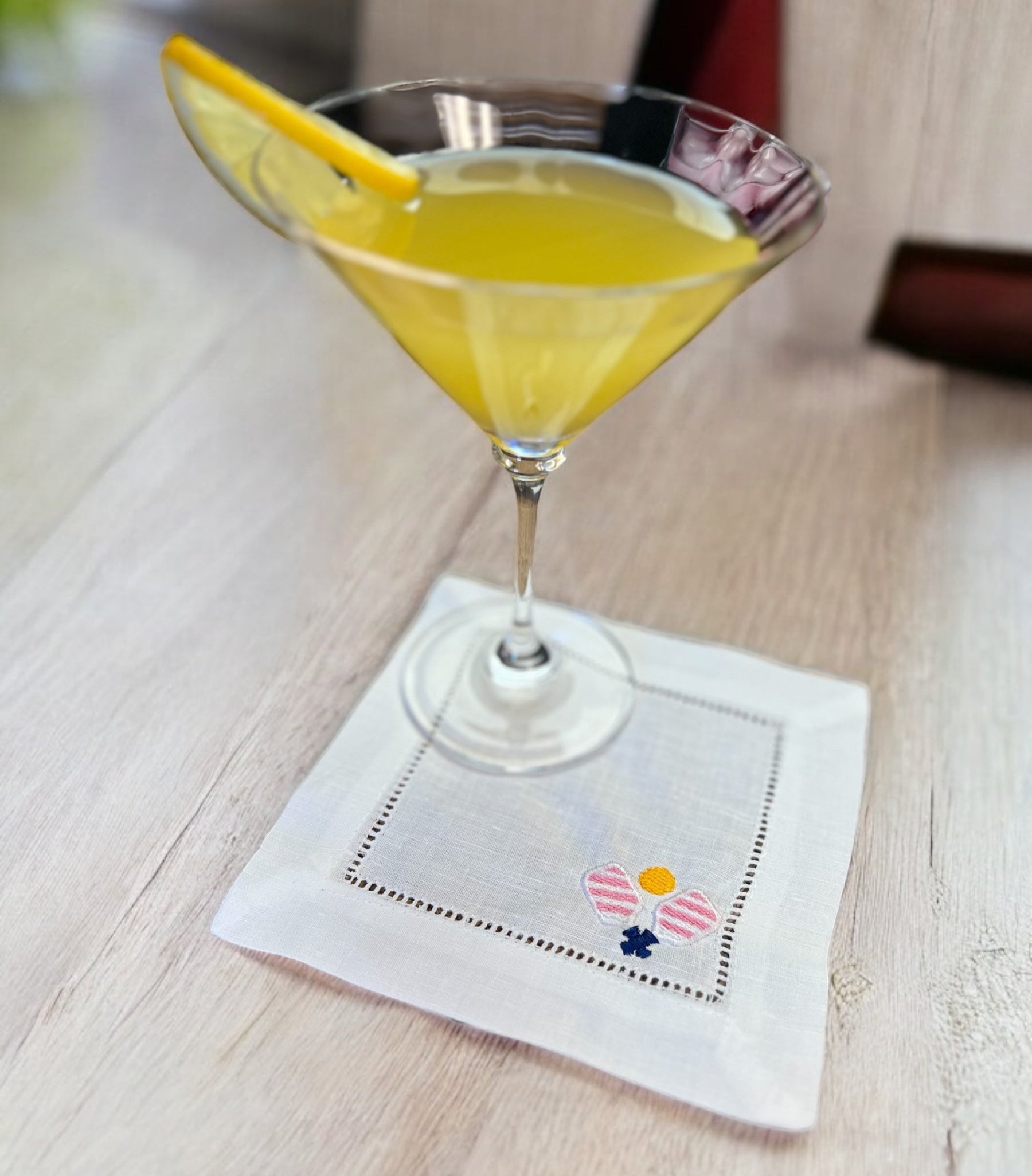 Embroidered cocktail napkin pickleball