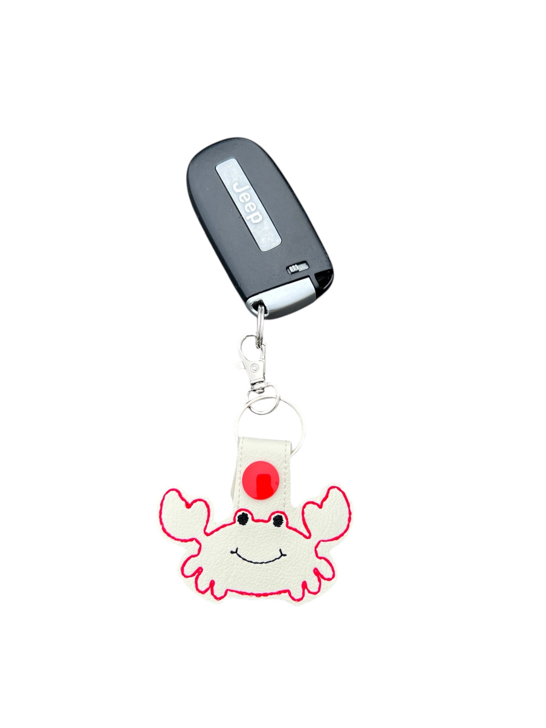 Embroidered crab keychain