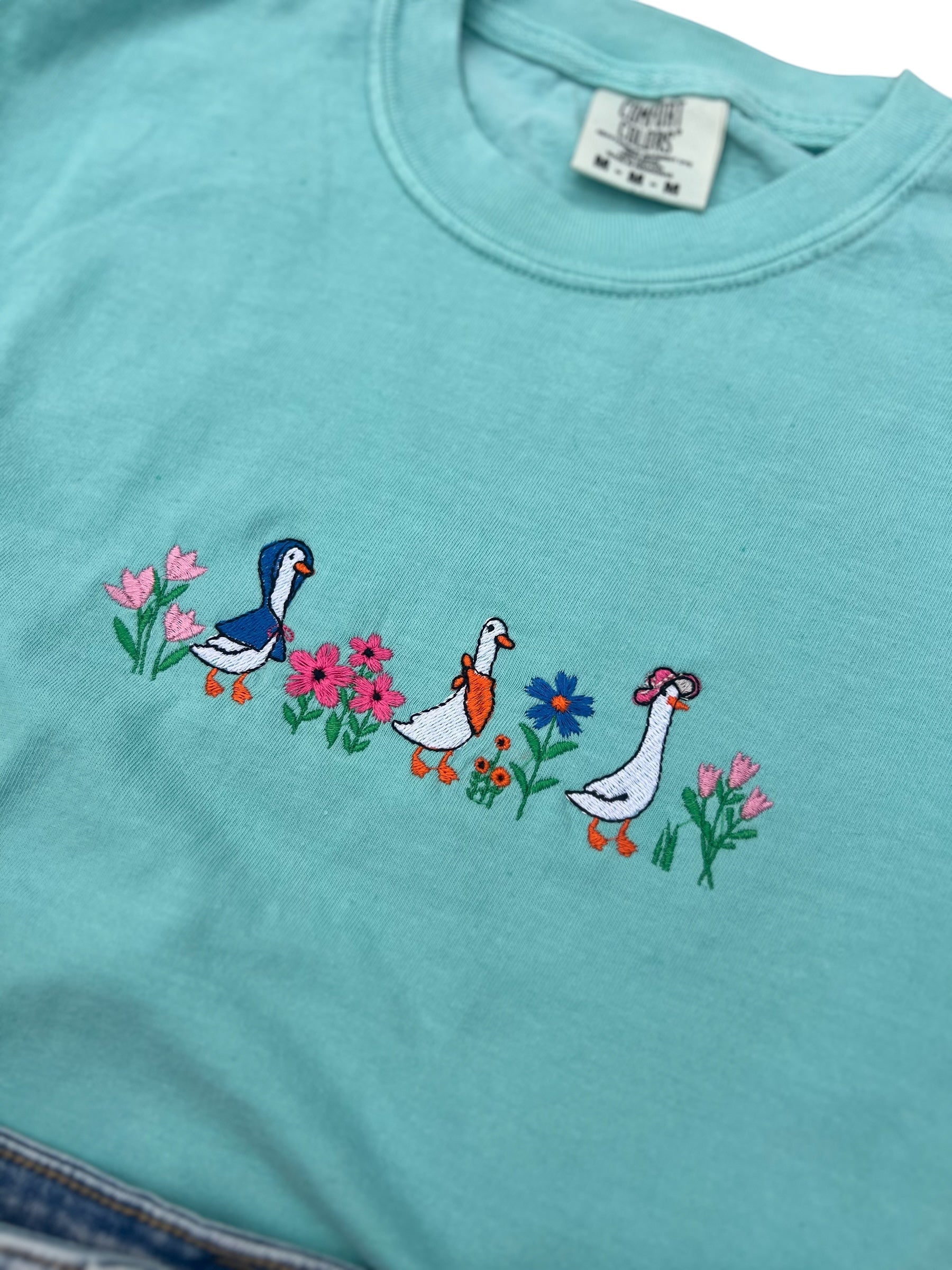 Geese Spring T-Shirt Embroidered