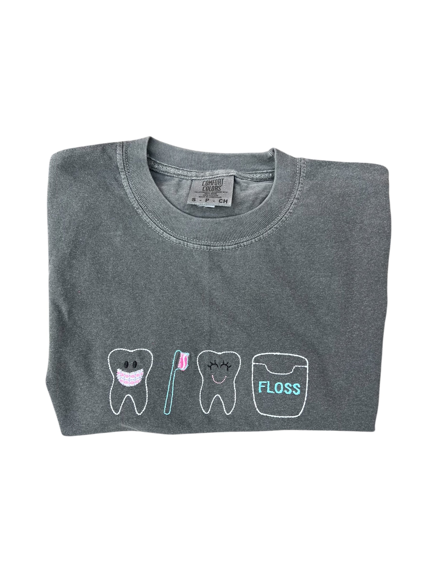 dental-icons-embroidered-comfort-colors-t-shirt