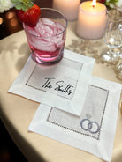 embroidered cocktail napkins custom last name