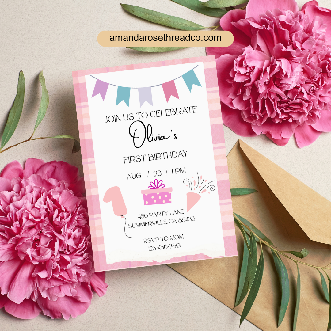 firstbirthdaypartypink-digital download invite