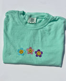 happy flowers embroidered shirt