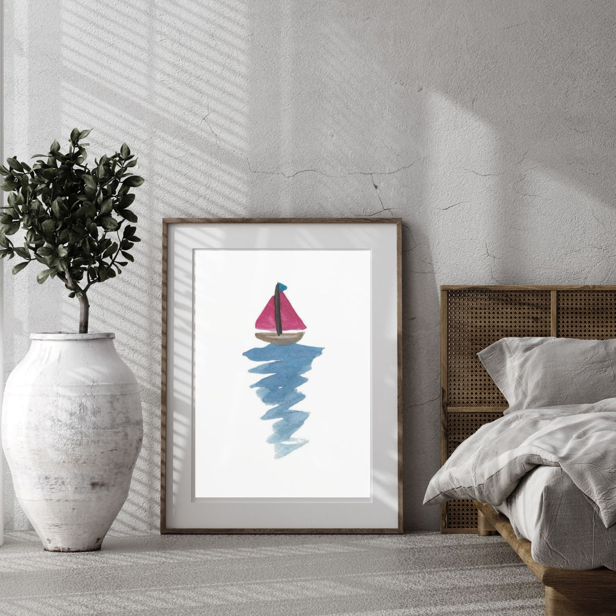 Simple Sailboat Watercolor Art Print | Digital Download | Nautical Wal ...