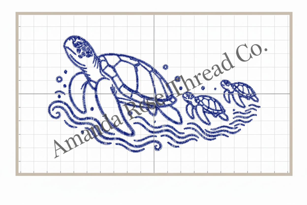 sea turtles embroidery design file
